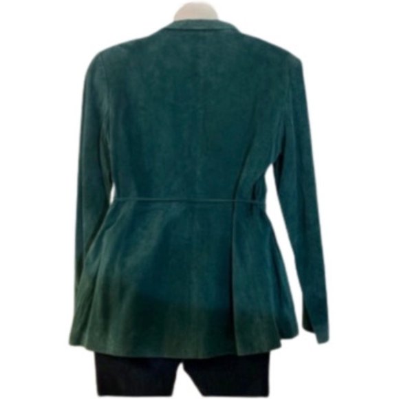 Alfani Teal Genuine Suede Leather Jacket Blazer - Picture 2 of 2